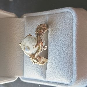 Custom-made Omnia glow in the dark moon ring with Swarovski Crystal diamond ring